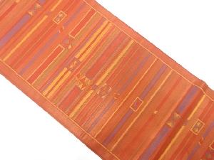 横段に幾何学模様織り出し袋帯